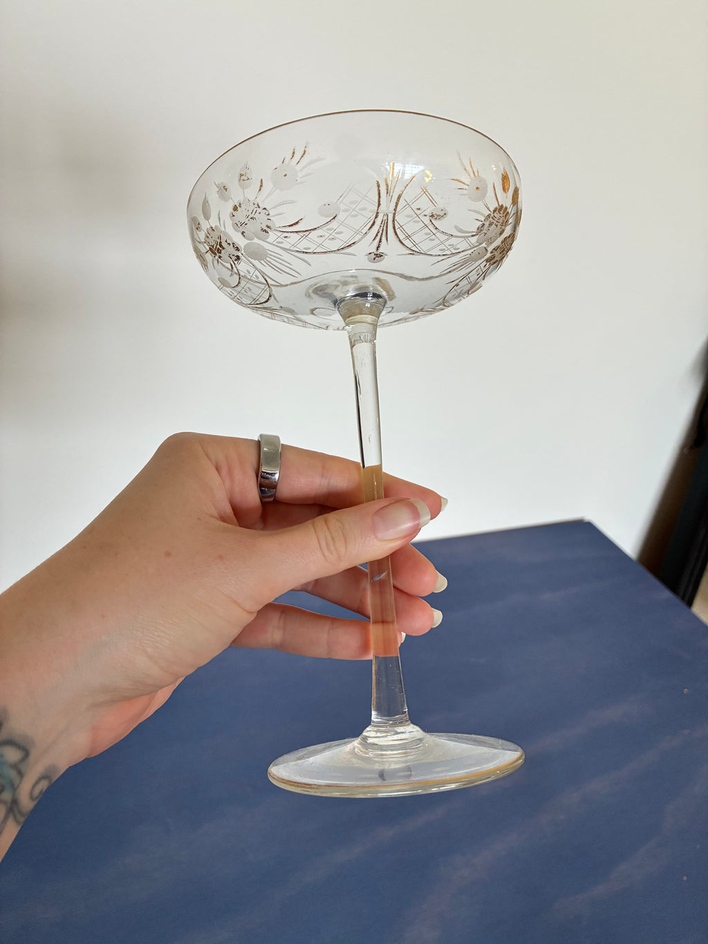 Floral Etched Tazza