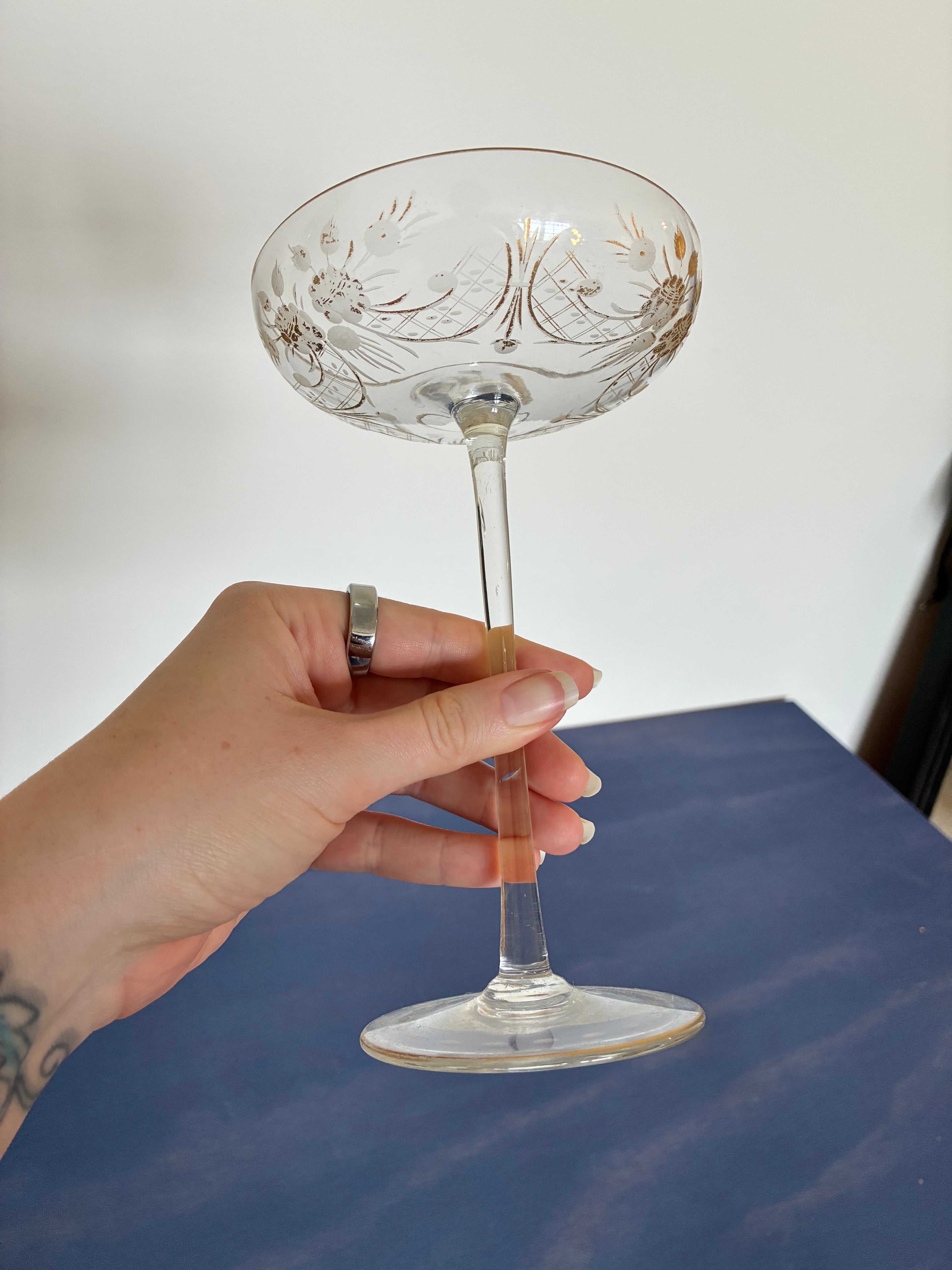 Floral Etched Tazza