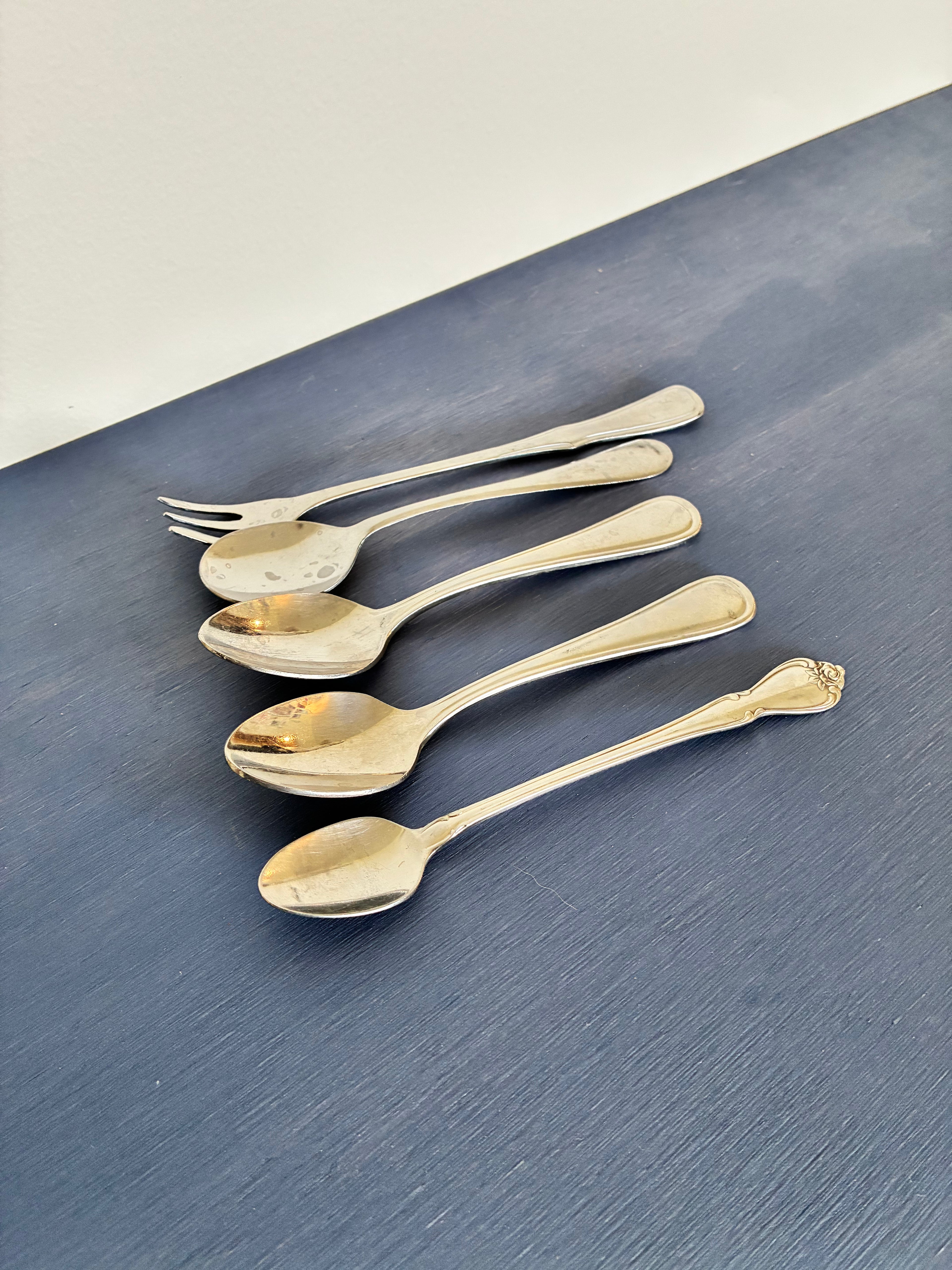 Set of Tiny Spoons + 1 Tiny Fork