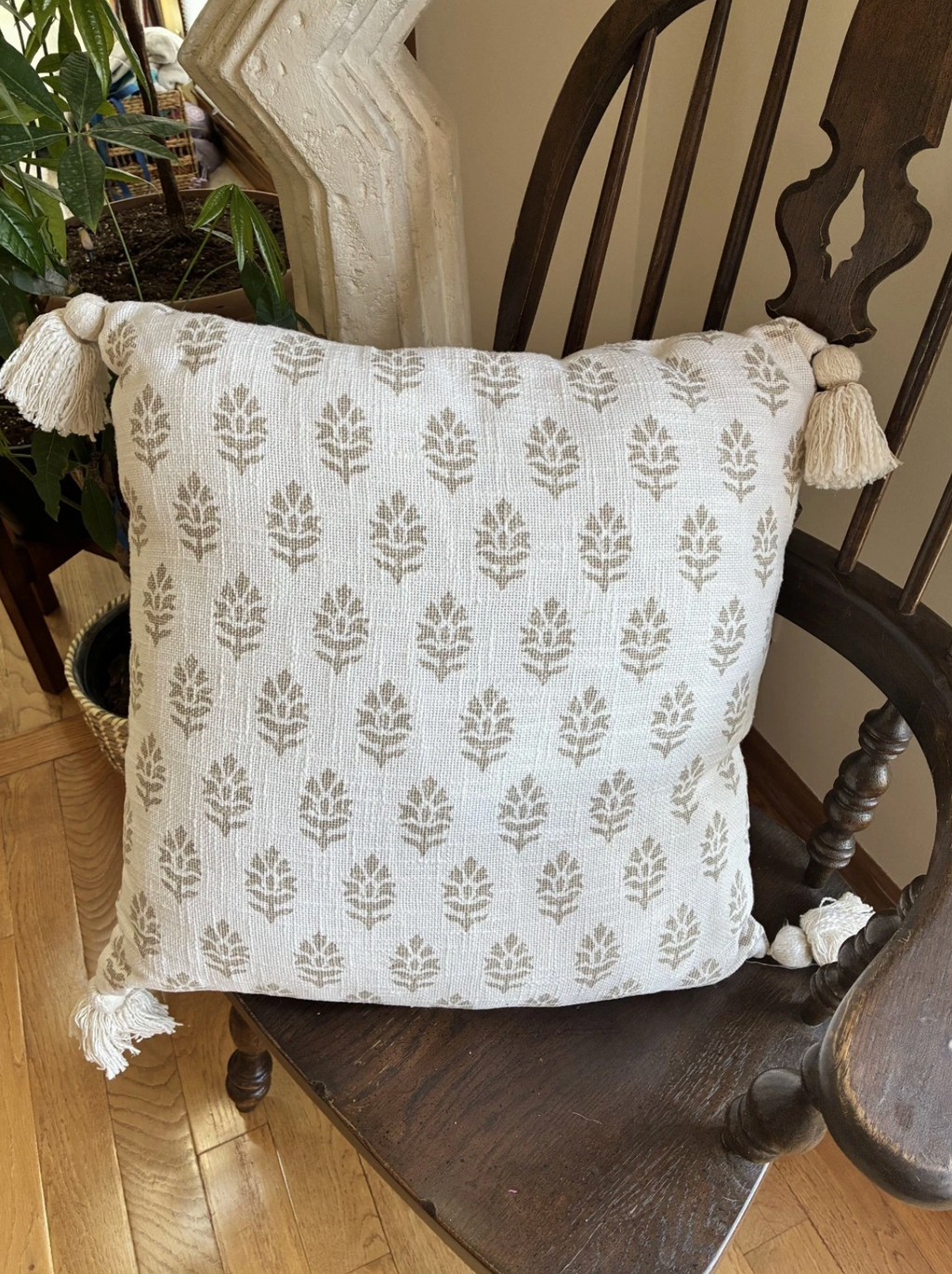 Floral Block Print Throw Pillow