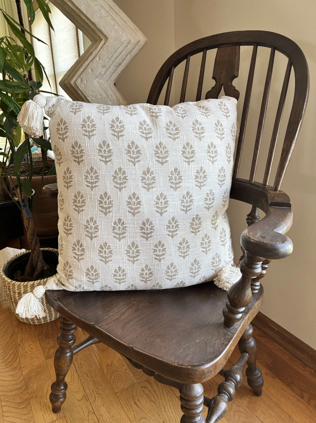 Floral Block Print Throw Pillow