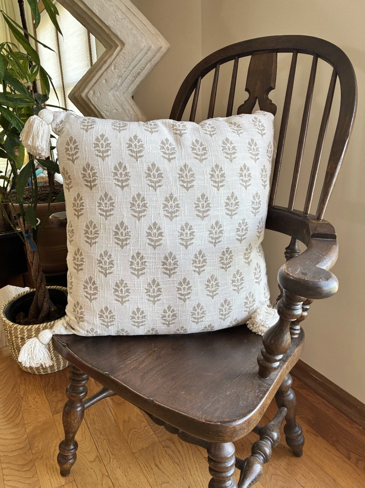 Floral Block Print Throw Pillow
