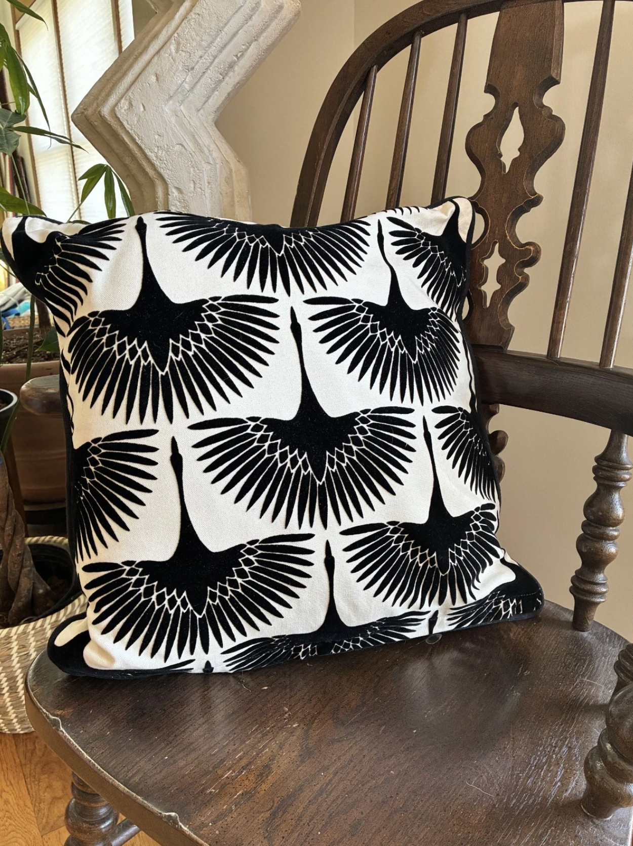 Black and Ivory Velvet Pillow