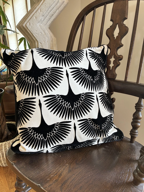 Black and Ivory Velvet Pillow