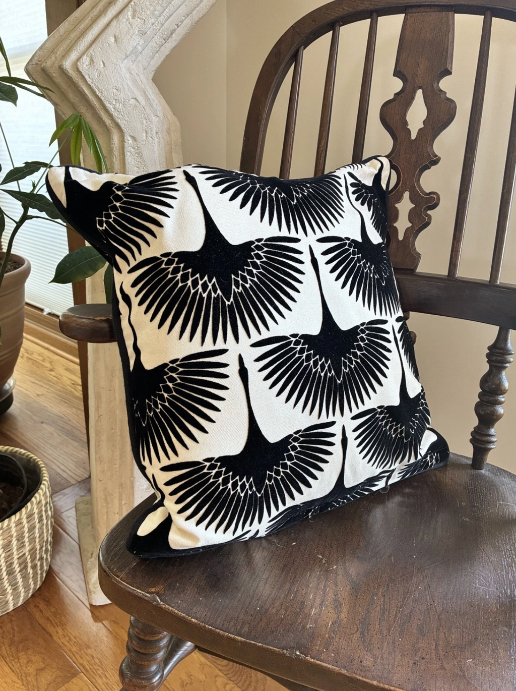 Black and Ivory Velvet Pillow