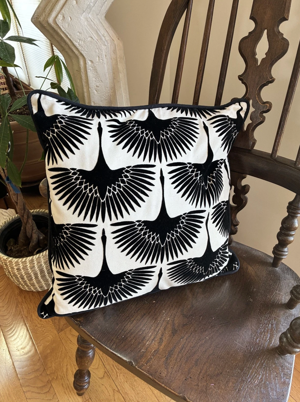 Black and Ivory Velvet Pillow