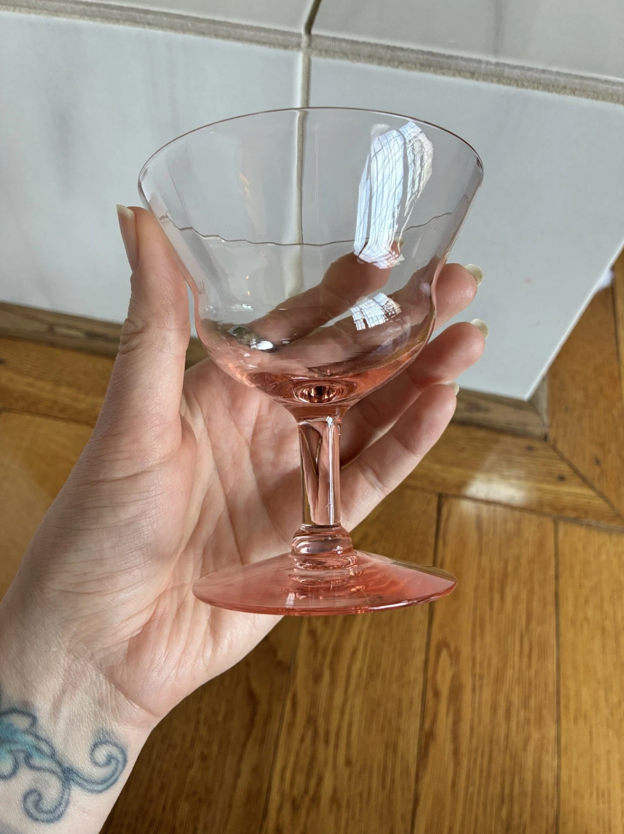Vintage Pink Coupe Glass